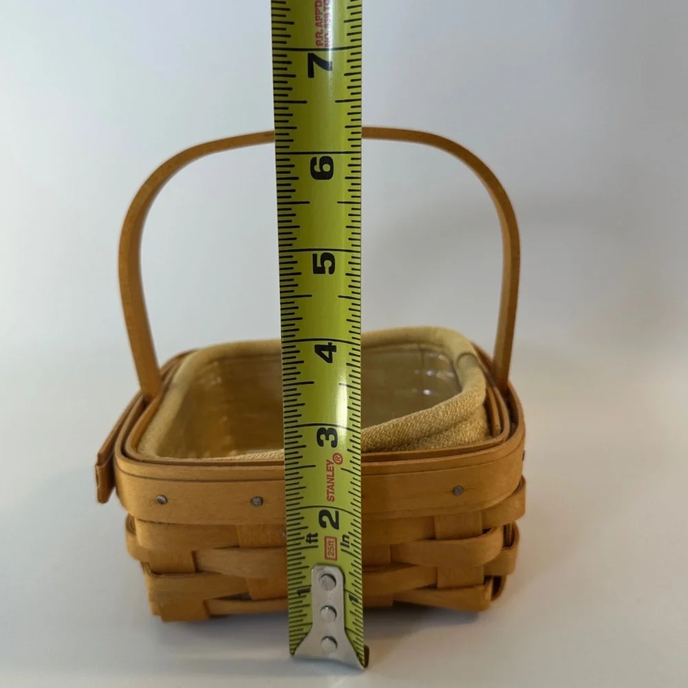 VTG Longaberger 2002 Tarragon‎ Lined Small Square 5” Berry Basket Light Yellow